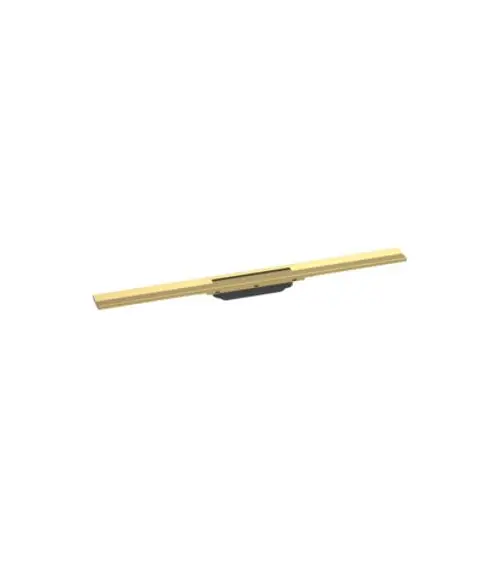 Hansgrohe Duschrinne in Polished Gold Optic, mit zwei langen seitlichen Elementen und einer zentralen Abdeckung. Ideal für den Einbau in Duschen und Nassbereiche.